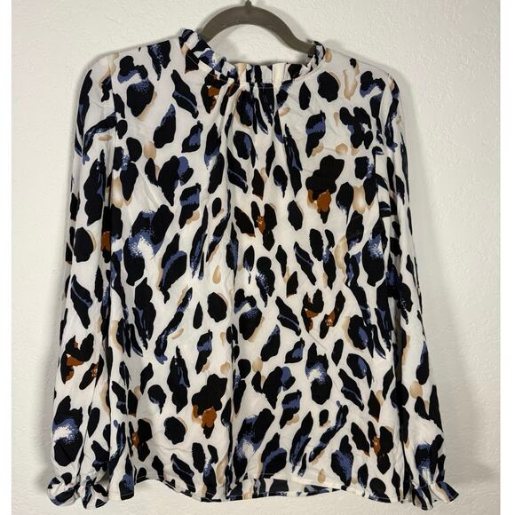 SHEIN Leopard Print Long Sleeve Blouse Neutral Size L - Picture 3 of 10